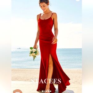 Trumpet/Mermaid Scoop Neck Sleeveless Floor/Length Stretch Satin w/Pleated Split